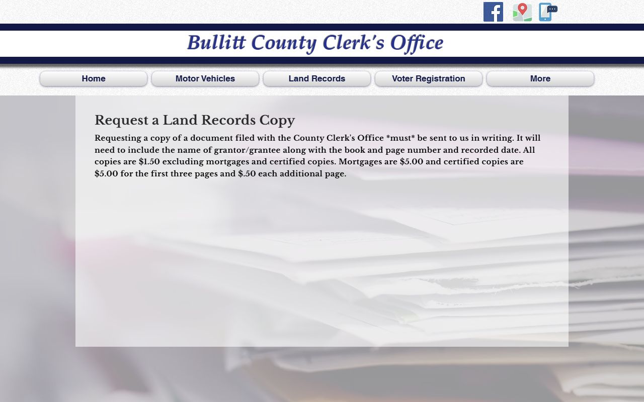 Bullitt County County Clerk records copy request