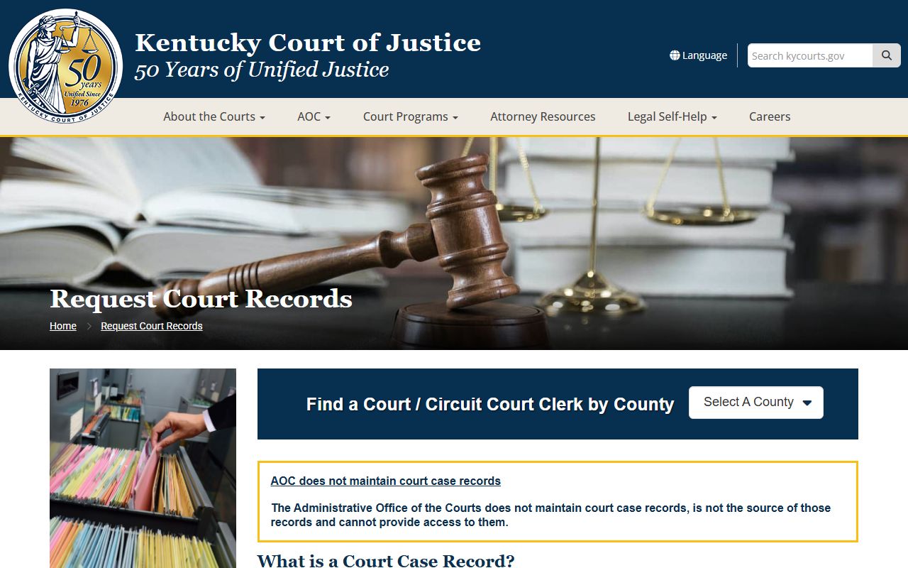 Bullitt County court records Kentucky request court records guidance