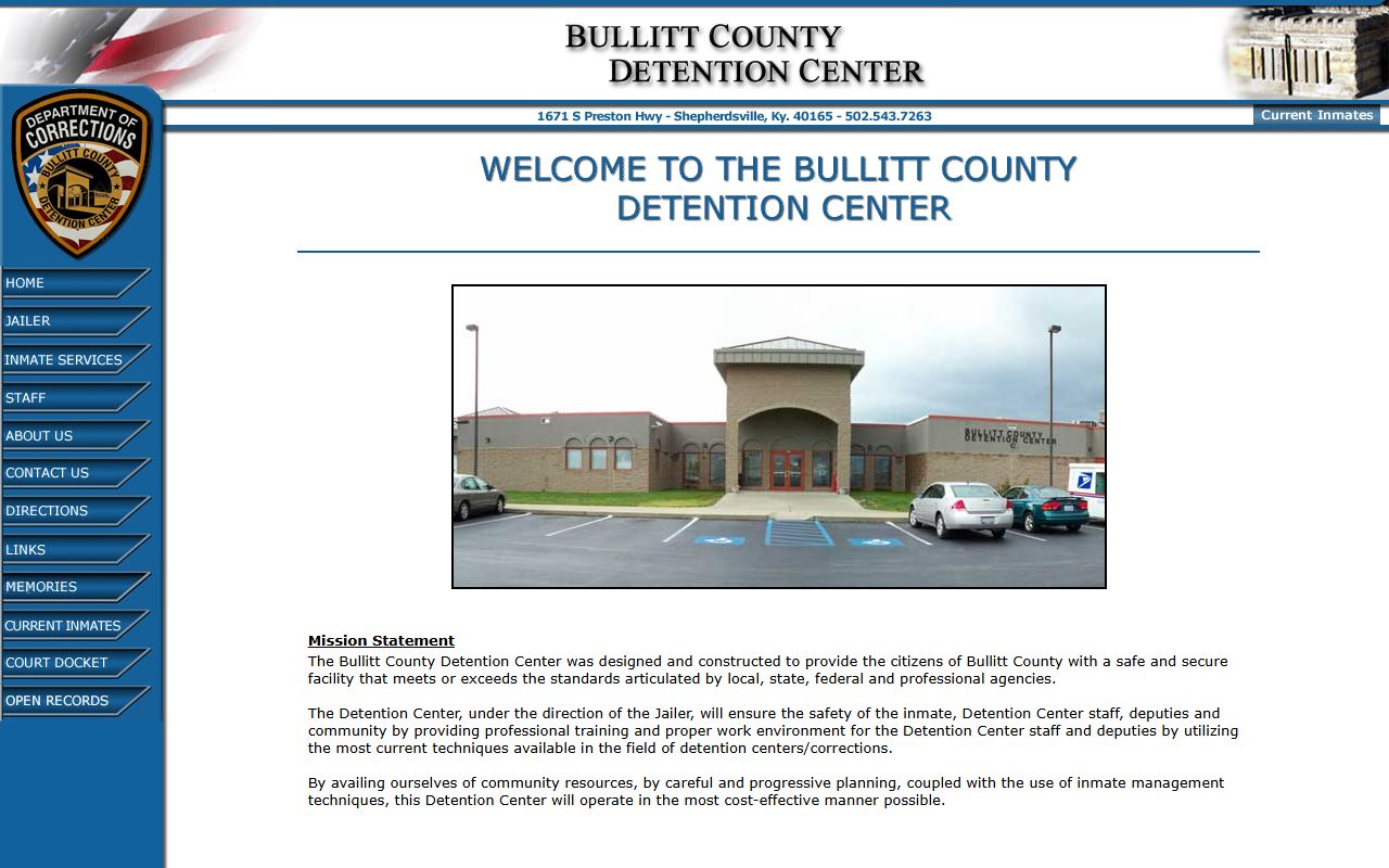 Bullitt County inmate search Detention Center home page