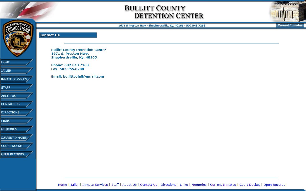 Bullitt County inmate search Detention Center contact information