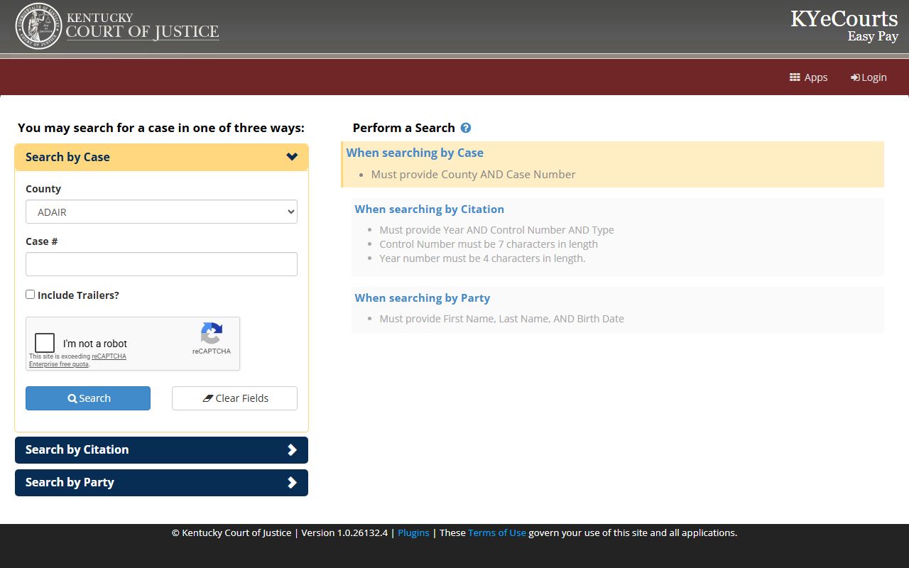Bullitt County traffic citation lookup KYeCourts ePay
