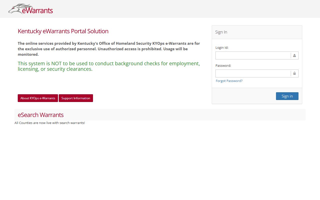 Bullitt County warrant search Kentucky eWarrants login portal