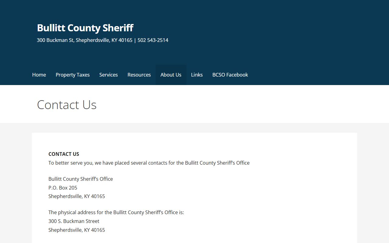 Bullitt County warrant search sheriff contact information